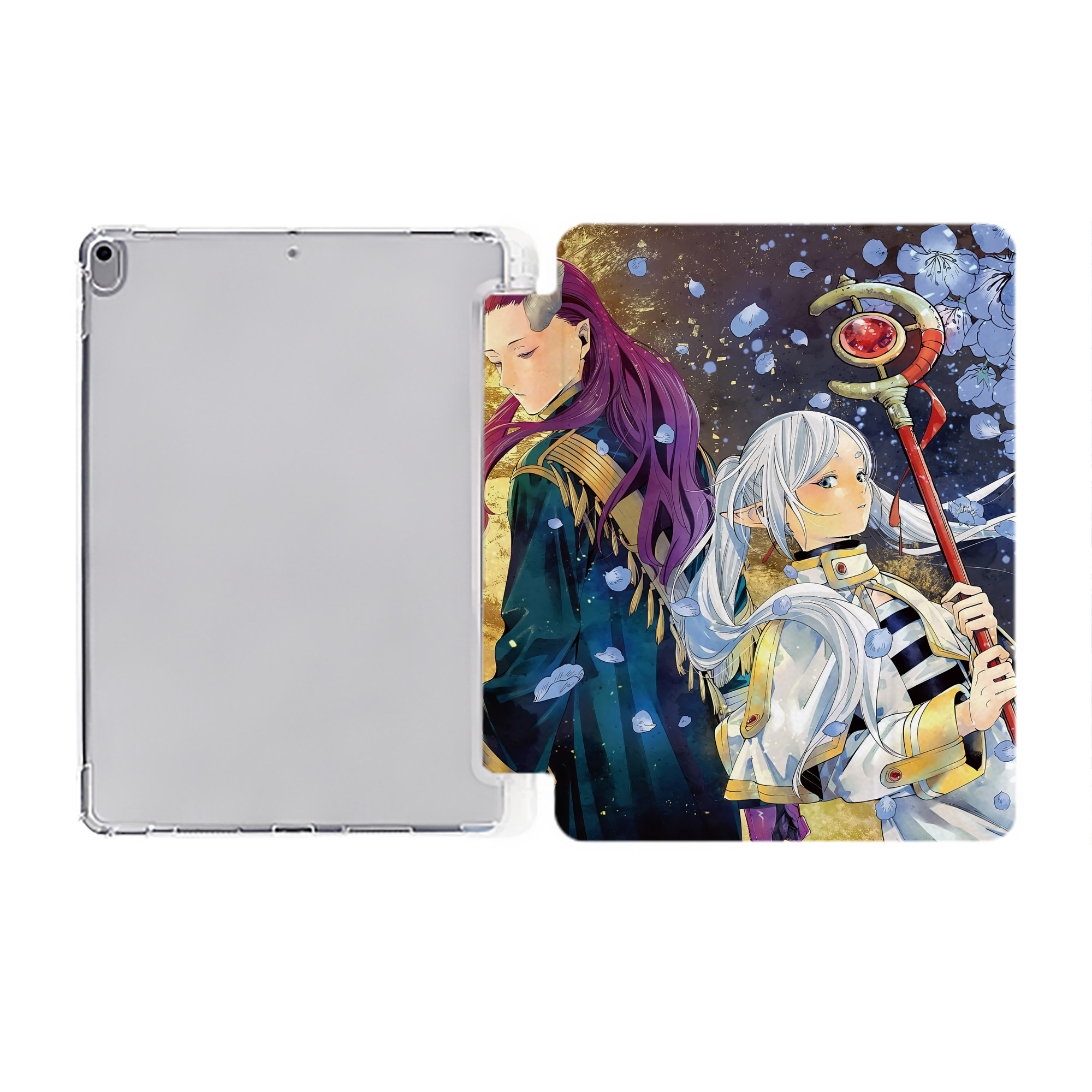 （画像用） 葬送のフリーレン Frieren IPad ケース ペン収納付き 三つ折りスタンド PUレザー×シリコン 対応機種9.5/10.5/10.9インチ
